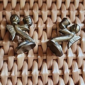 Vintage Hong Kong Mini Brass Angel Candle Holders